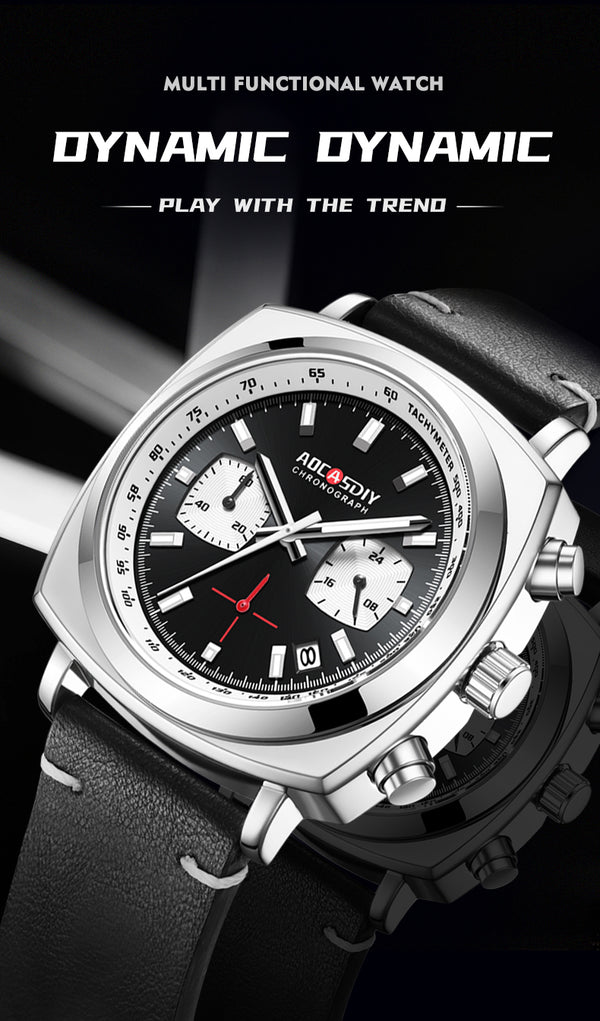Avanti Luxury Collection Men's Square Case Chronograph Wrist Watch