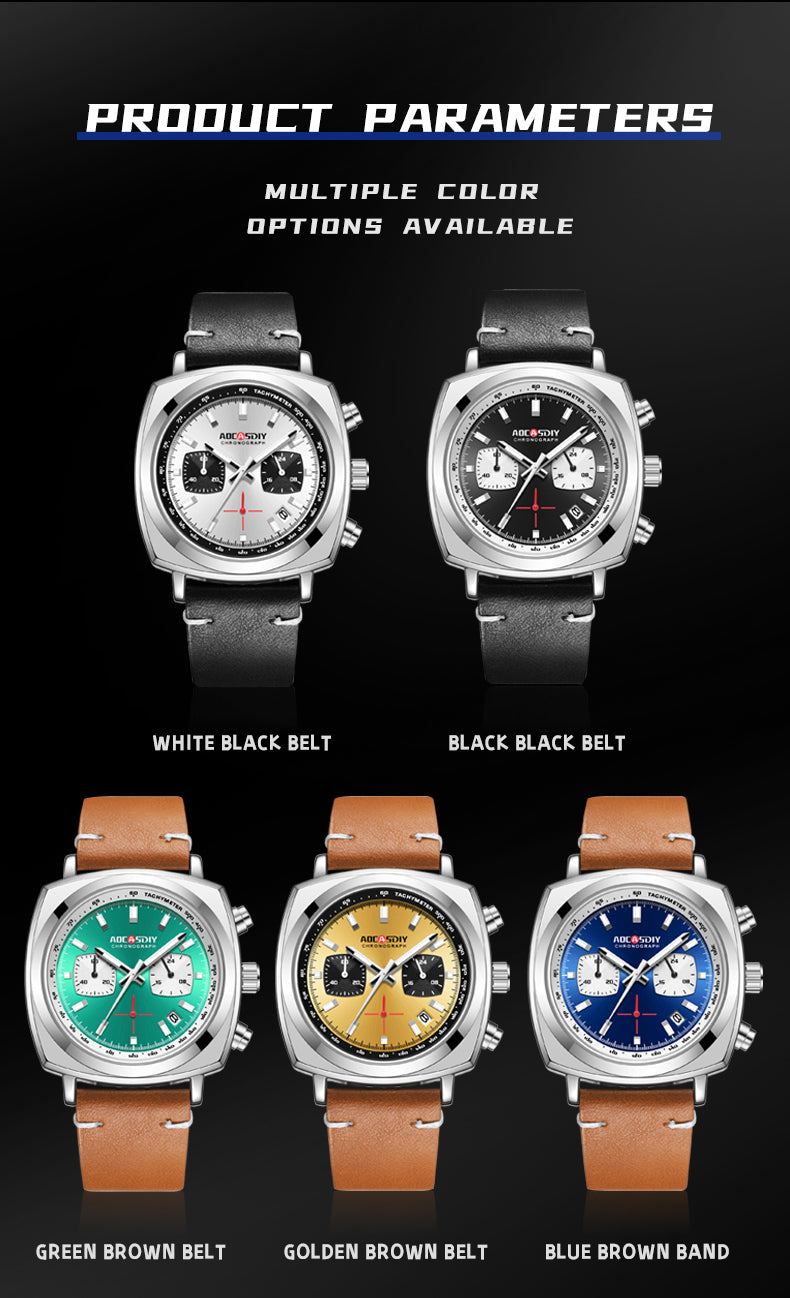 Avanti Luxury Collection Men's Square Case Chronograph Wrist Watch