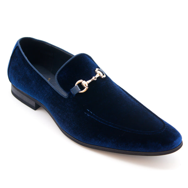MILANO - Navy blue suede calfskin loafers