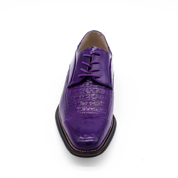 Giovanni Purple Alligator Textured Blucher Dress Shoe