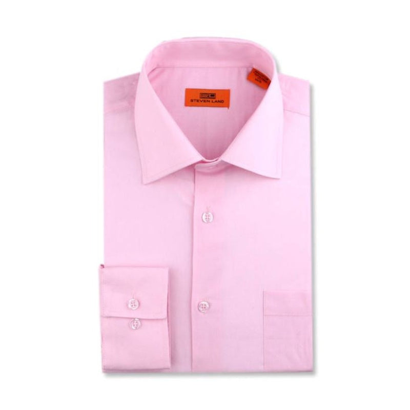 Light Pink | Steven Land Poplin Dress Shirt | Trim Fit | Button Cuff | 100% Cotton