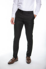 Black Parken Slim Fit Finished Pants