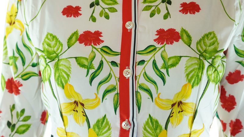 Floral Patterned Avanti Milano Long Chiffon Dress S