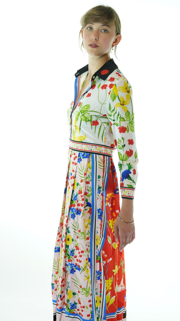 Floral Patterned Avanti Milano Long Chiffon Dress