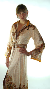 Fractal Patterned Avanti Milano Long Chiffon Dress