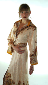 Fractal Patterned Avanti Milano Long Chiffon Dress