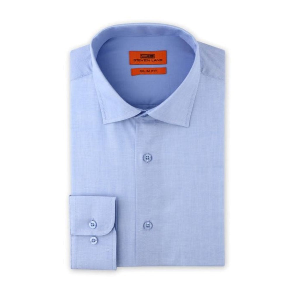 Blue | Herringbone Dress Shirt | Slim Fit 16 1/2