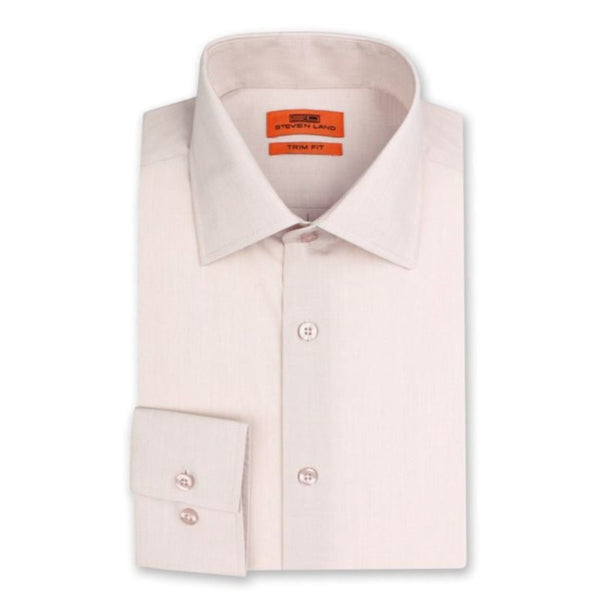 White | Steven Land Sateen Solid Dress Shirt |100% Cotton