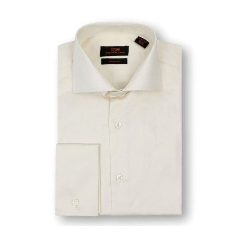 Cream | Steven Land Sateen Solid Dress Shirt |100% Cotton