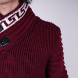 Red/White Buckle Up Turtle Neck Knitted Pullover Sweater