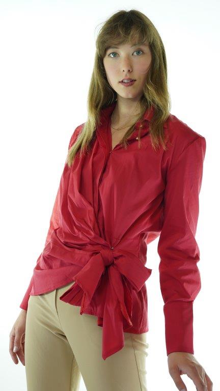 Red Avanti Milano Solid Collared Blouse