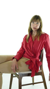 Red Avanti Milano Solid Collared Blouse