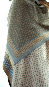 Sky blue/ Tan Maze patterned scarf