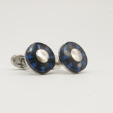 Avanti Milano Round Blue Fractal Patterned Cufflink