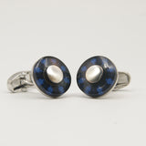 Avanti Milano Round Blue Fractal Patterned Cufflink