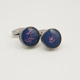 Avanti Milano Round Blue/Pink Glitter Cufflinks