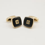 Avanti Milano Square Black/Gold Bejeweled Cufflink