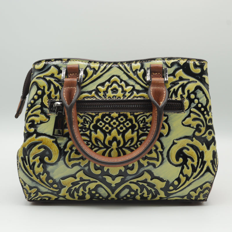 Green Avanti Milano Floral Patterned Double Handle Hand Bag