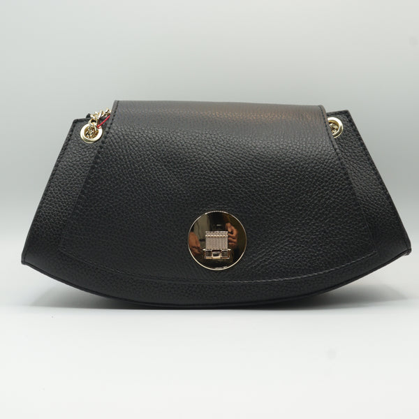 Black Avanti Milano Gold Accessory Double Gold Handle Hand Bag