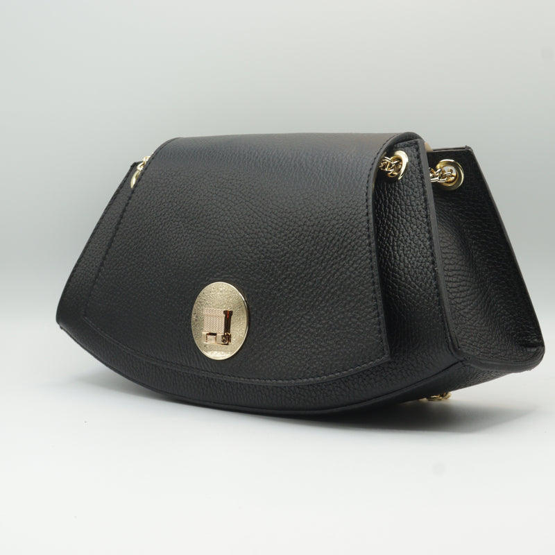 Black Avanti Milano Gold Accessory Double Gold Handle Hand Bag