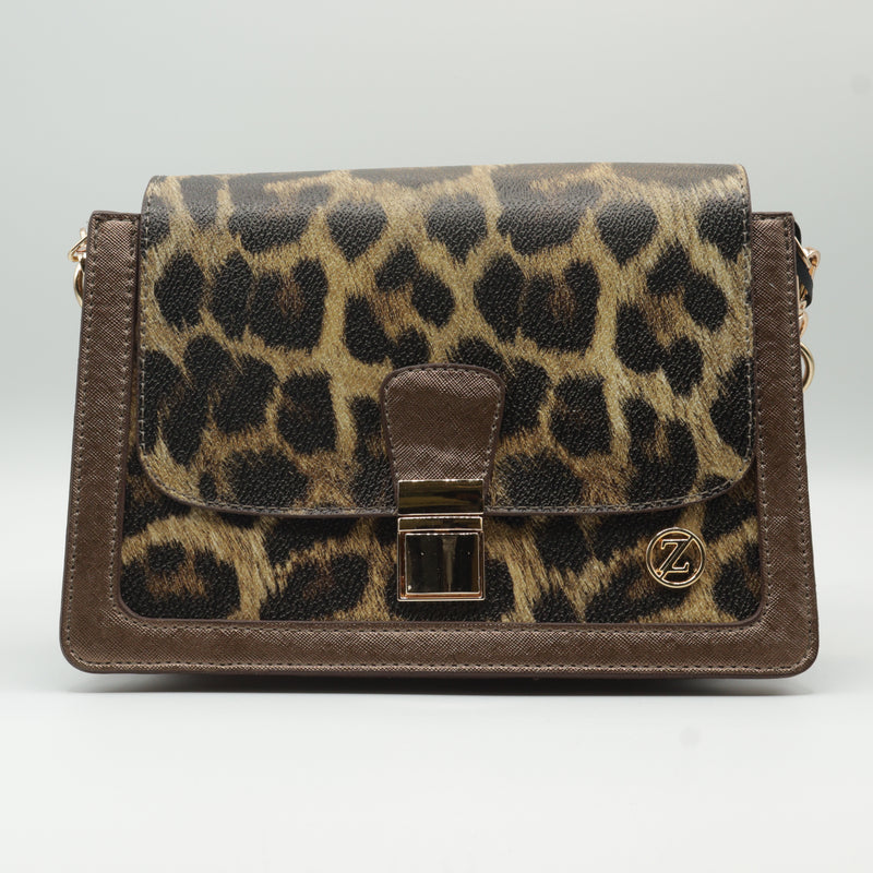 Bronze Avanti Milano Cheetah Print Single Handle Hand/Shoulder Bag