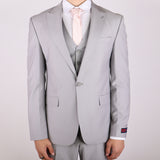 Light Grey Avanti Milano Peak Lapel Three Piece Suit