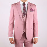 Medium Pink Avanti Milano Textured Double Breasted Vest Three Piece Suit