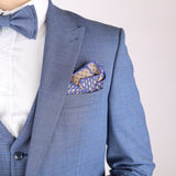 Blue Avanti Milano Window Pane Patterned Vest Three Piece Suit