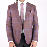 Burnt Orange/Blue Avanti Milano Window Pane Patterned Jacket