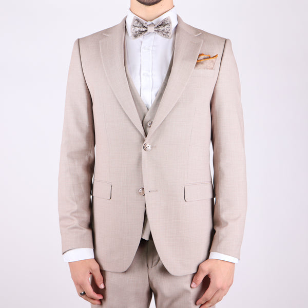 Beige Avanti Milano Patterned Notch Lapel Three Piece Suit Avanti Milano Formalwear Beige Avanti Milano Patterned Notch Lapel Three Piece Suit Avanti Milano Formalwear