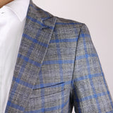 Grey/ Blue Avanti Milano Window Pane Patterned Jacket