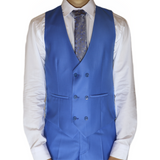 Sky Blue Avanti Milano Double Breasted Vest Peak Lapel Suit