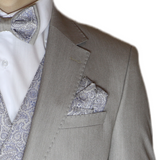 Beige Avanti Milano Textured Paisley Vest Three Piece Tuxedo