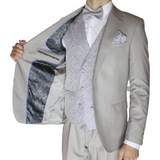 Beige Avanti Milano Textured Paisley Vest Three Piece Tuxedo