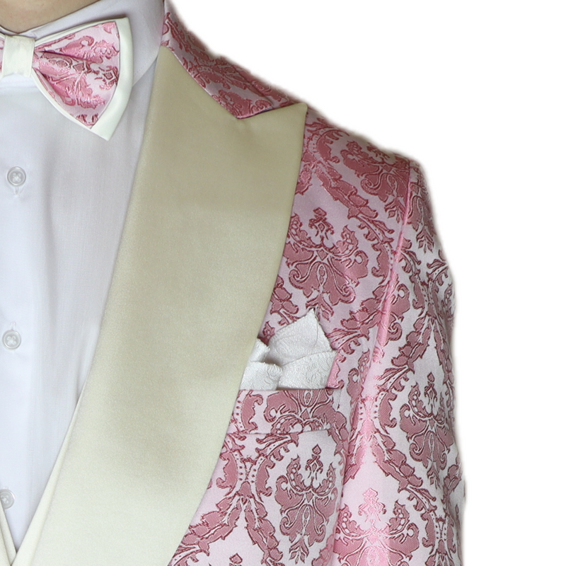 Pink/Cream Avanti Milano Floral Patterned Three Piece Tuxedo