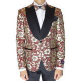 Red/Gold Avanti Milano Floral Patterned Three Piece Tuxedo
