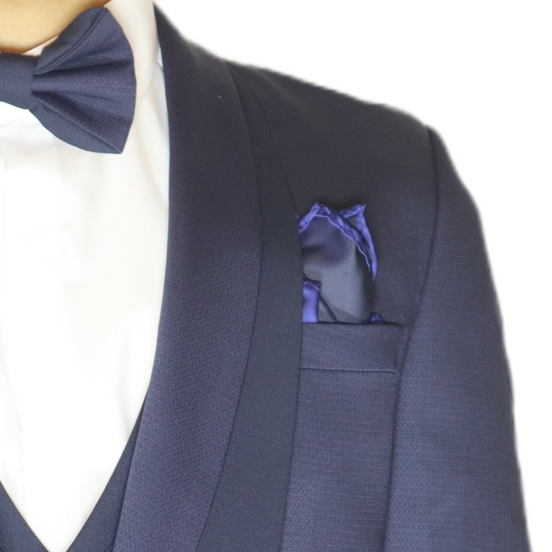 Navy Blue Avanti Milano Patterned Double Shawl Three Piece Tuxedo