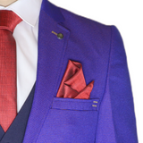 Blue Orange Dotted Avanti Milano Notch Lapel Three Piece Suit