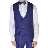 Blue Avanti Milano Double Breasted Vest Peak Lapel Suit