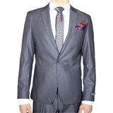 Medium Grey Avanti Milano White Stitch Notch Lapel Two Piece Suit