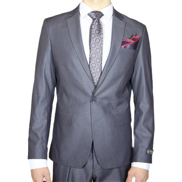 Medium Grey Avanti Milano White Stitch Notch Lapel Two Piece Suit
