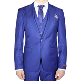 Navy Blue Avanti Milano Peak Lapel Textured Three Piece Suit
