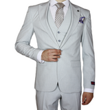 Silver Avanti Milano Peak Lapel Patterned Three Piece Suit