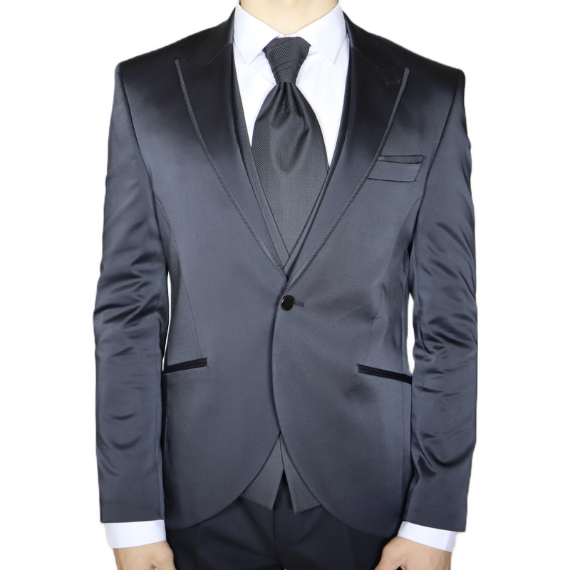 Black Avanti Milano Dotted Vest Three Piece Tuxedo
