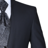 Black Avanti Milano Shinning Floral Patterned Vest Three Piece Tuxedo