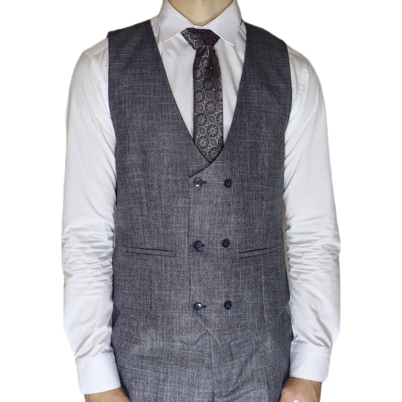 White/Black Avanti Milano Patterned Textured Three Piece Suit