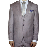 Light Pink Beige Avanti Milano Peak Lapel Three Piece Suit