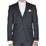 Black/White Avanti Milano Zig-Zag Patterned Notch Lapel Three Piece Suit