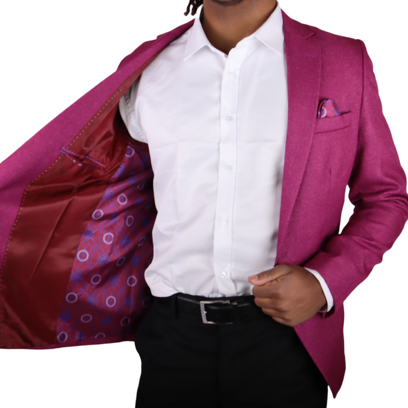 Purple Avanti Milano Textured Notch Lapel Jacket