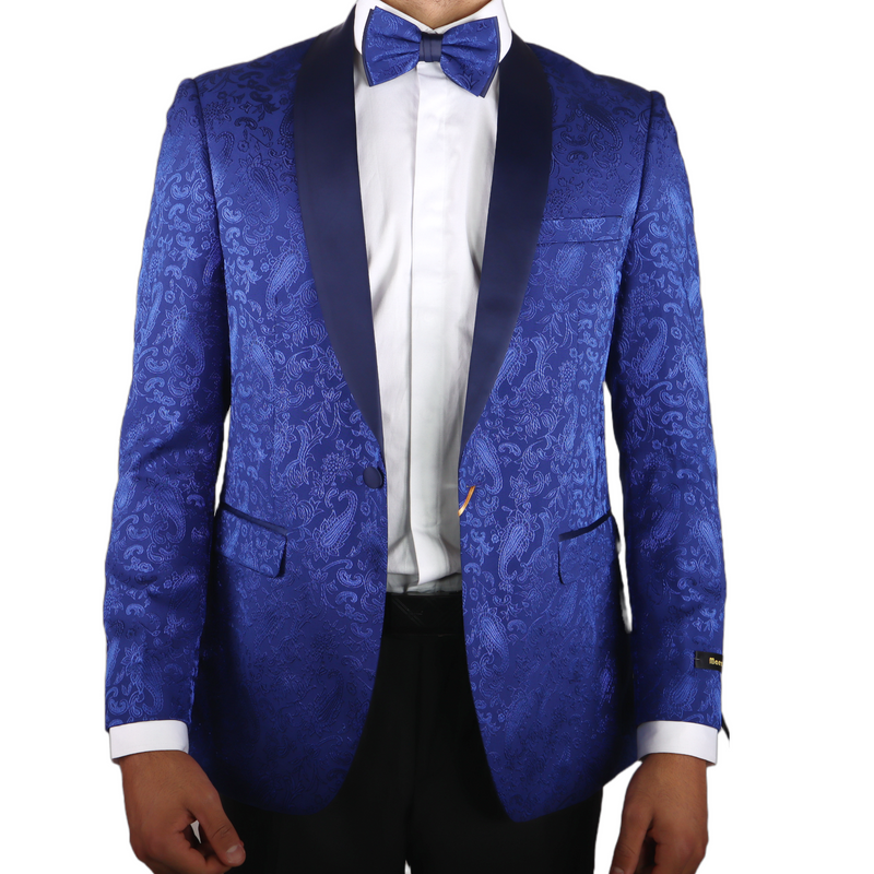Blue Avanti Milano Paisley Patterned Tuxedo Jacket